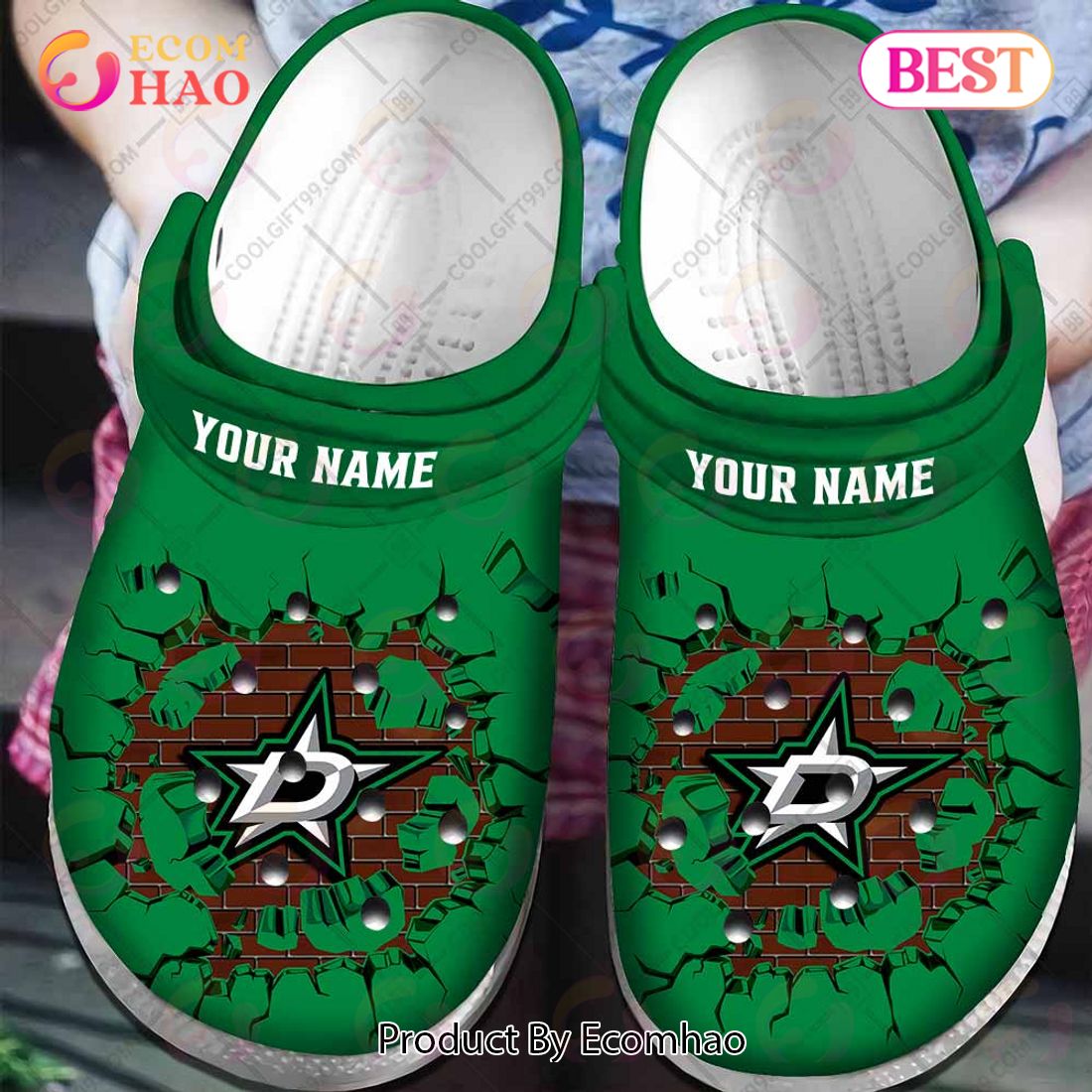 Personalized NHL Dallas Stars Broken Wall Crocs