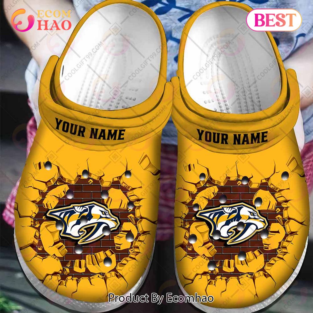 Personalized NHL Nashville Predators Broken Wall Crocs