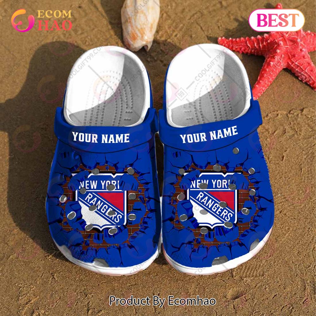 Personalized NHL New York Rangers Broken Wall Crocs