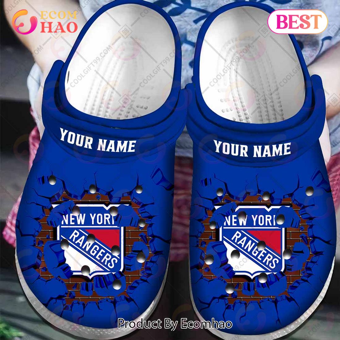 Personalized NHL New York Rangers Broken Wall Crocs