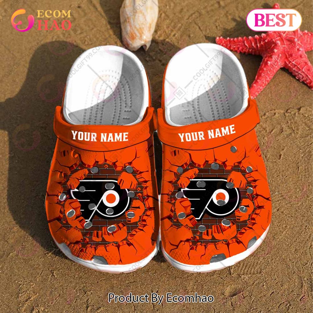 Personalized NHL Philadelphia Flyers Broken Wall Crocs