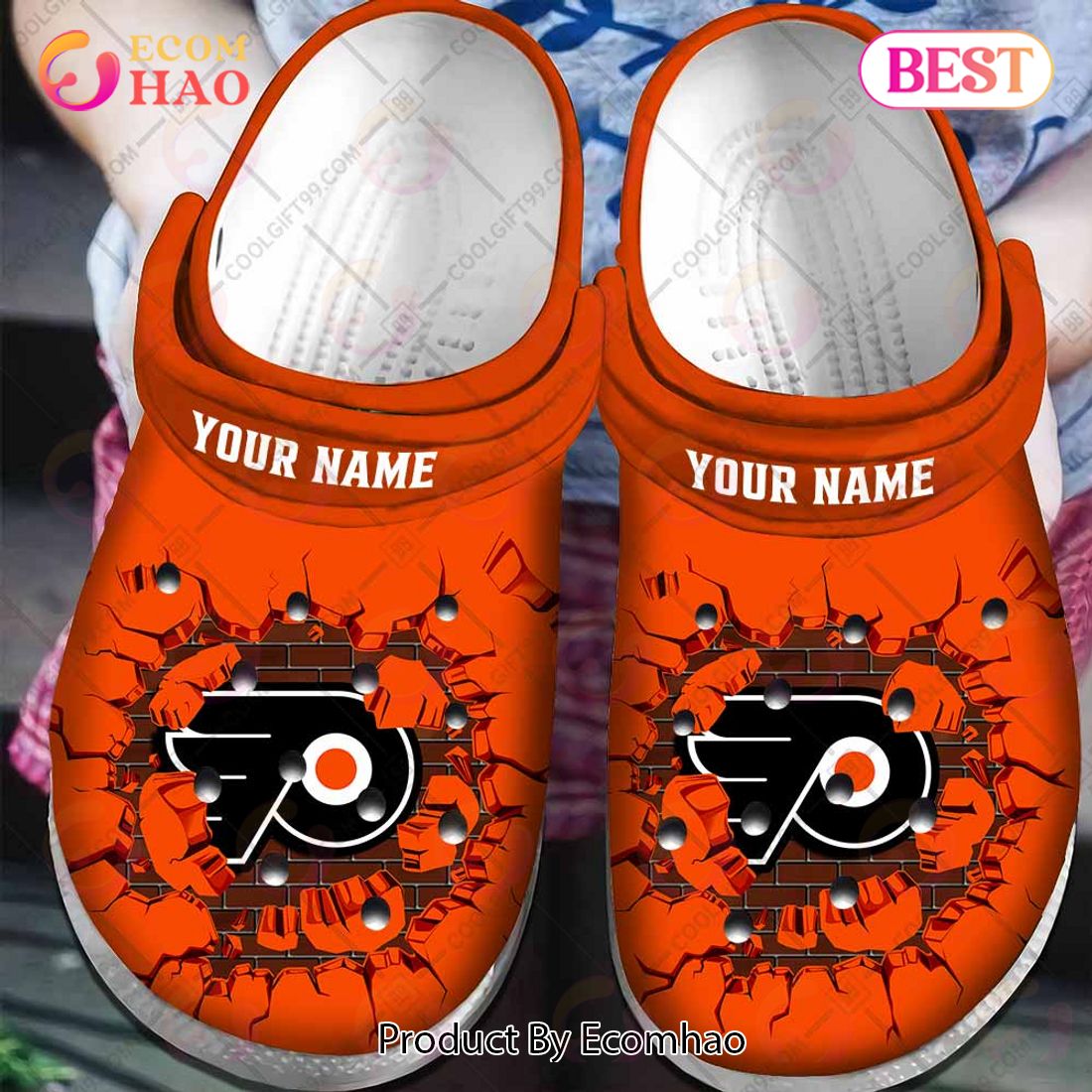 Personalized NHL Philadelphia Flyers Broken Wall Crocs