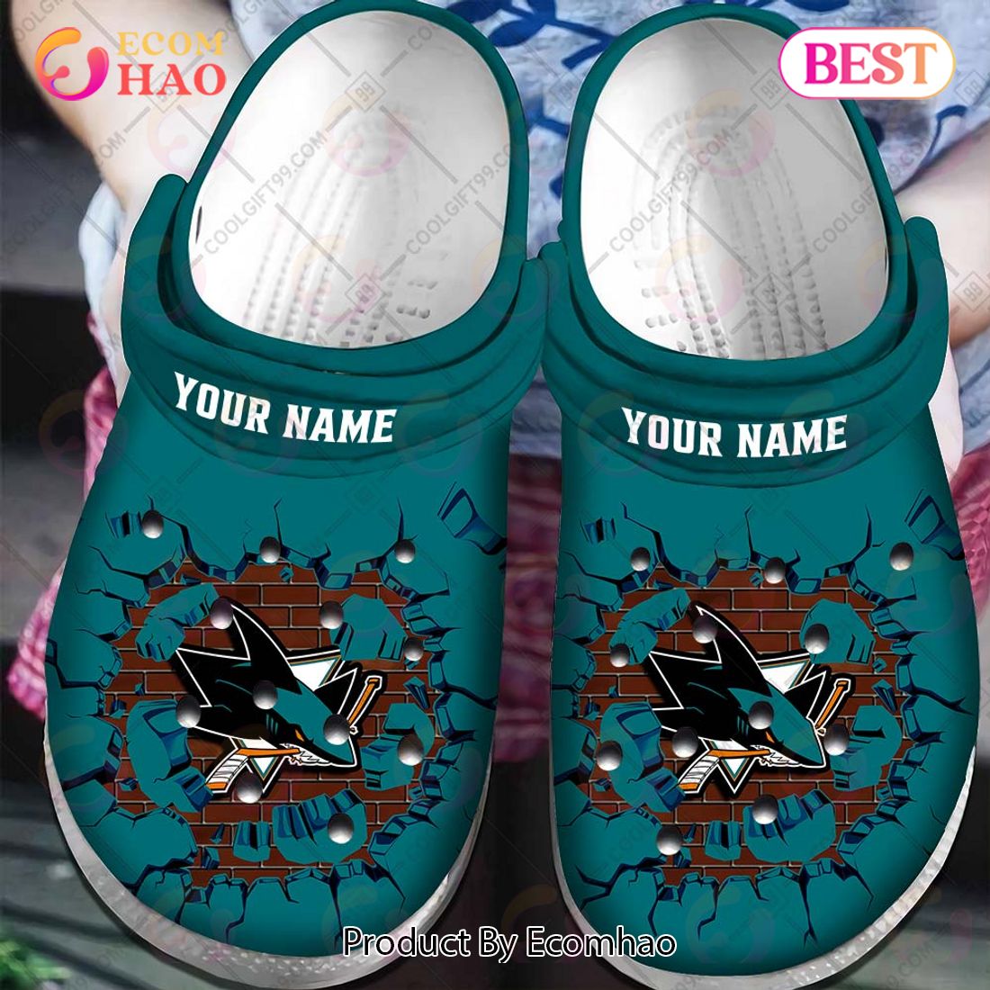 Personalized NHL San Jose Sharks Broken Wall Crocs