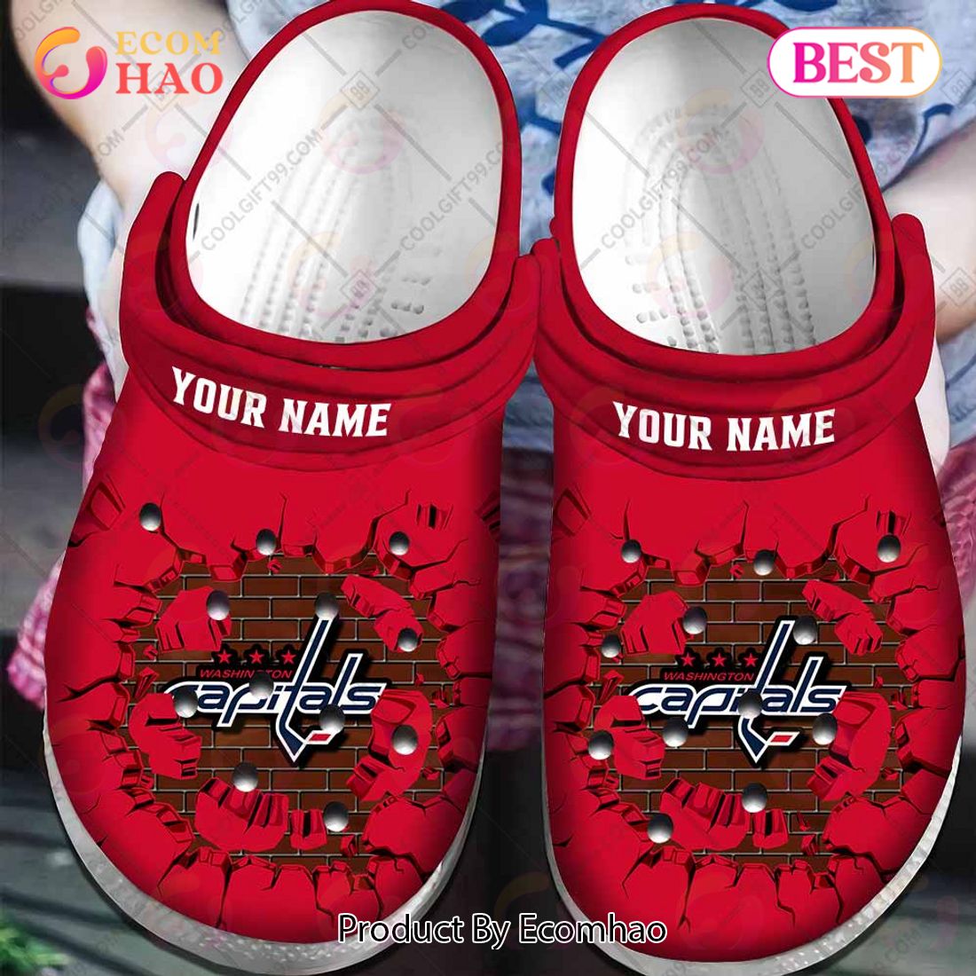 Personalized NHL Washington Capitals Broken Wall Crocs