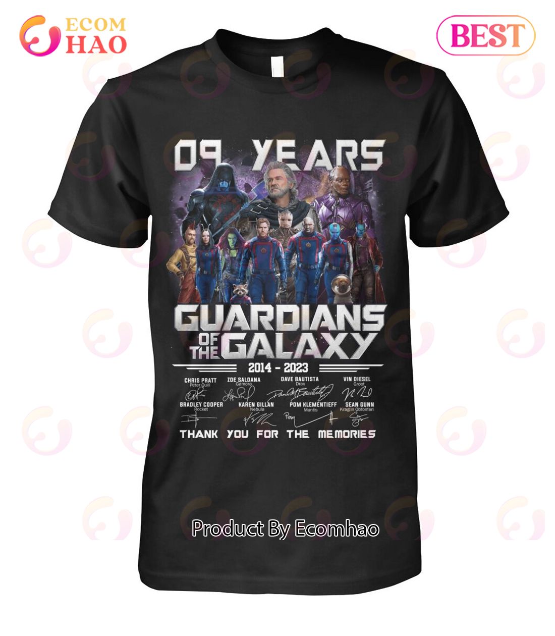 09 Years Guardians Of The Galaxy 2014 – 2023 Thank You For The Memories T-Shirt