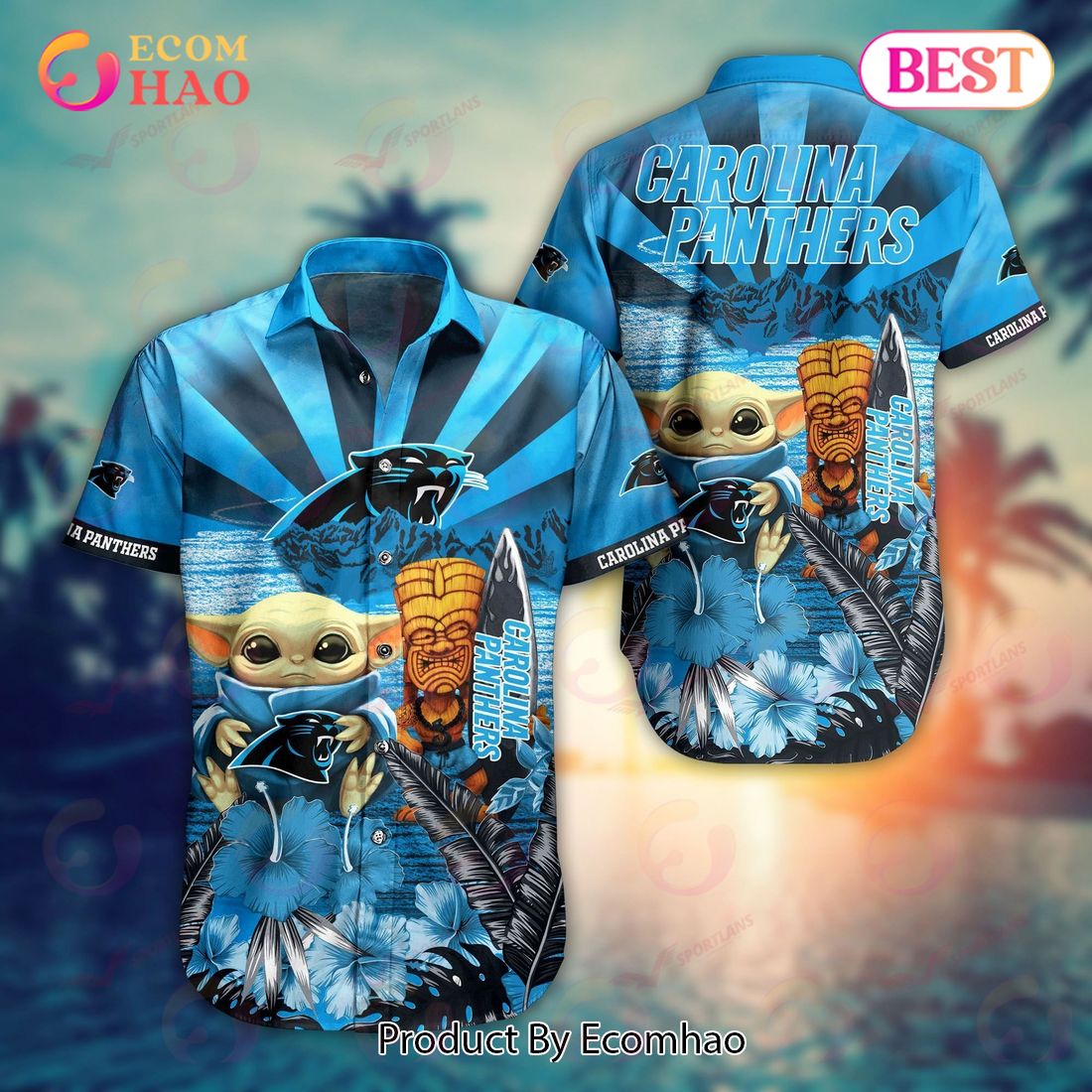 Carolina Panthers NFL Baby Yoda Hawaiian