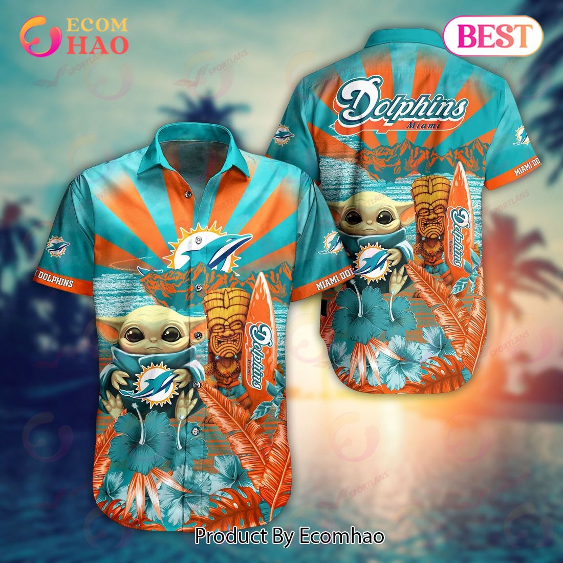 Miami Dolphins NFL Baby Yoda Hawaiian