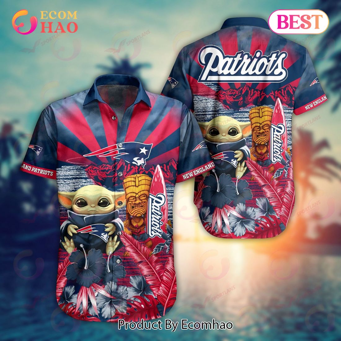 New England Patriots NFL Baby Yoda Hawaiian