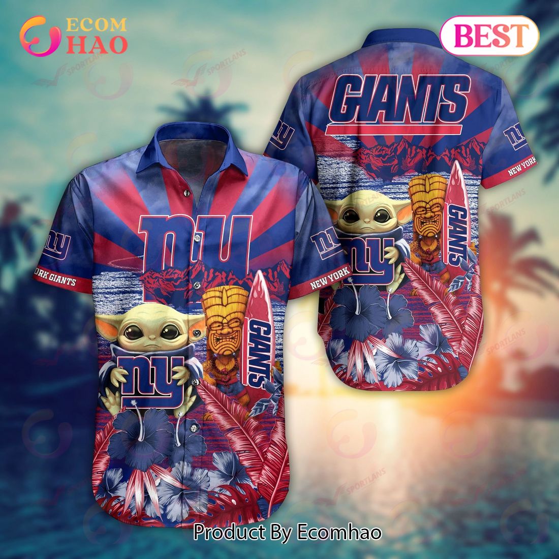 New York Giants NFL Baby Yoda Hawaiian