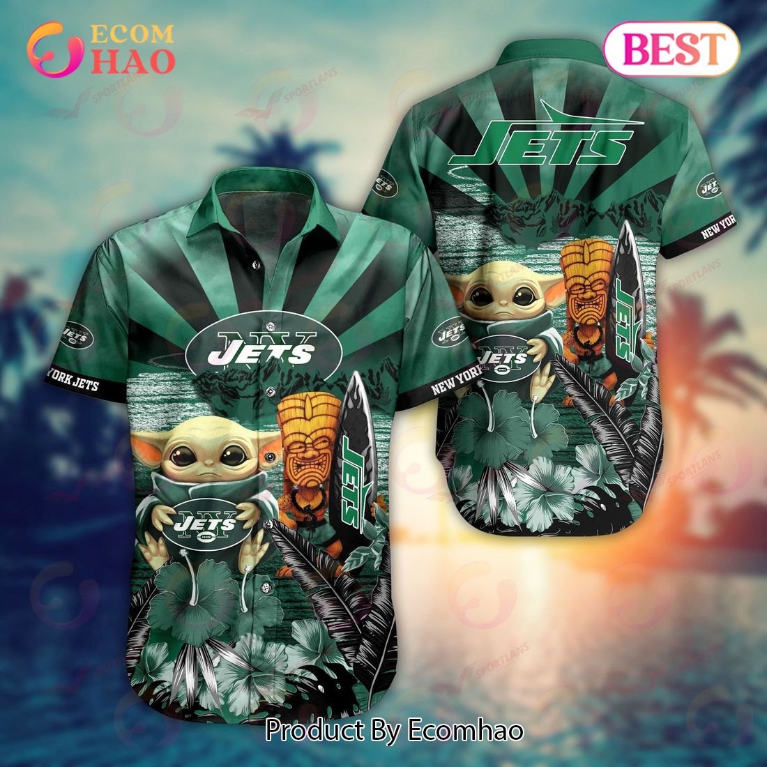 New York Jets NFL Baby Yoda Hawaiian