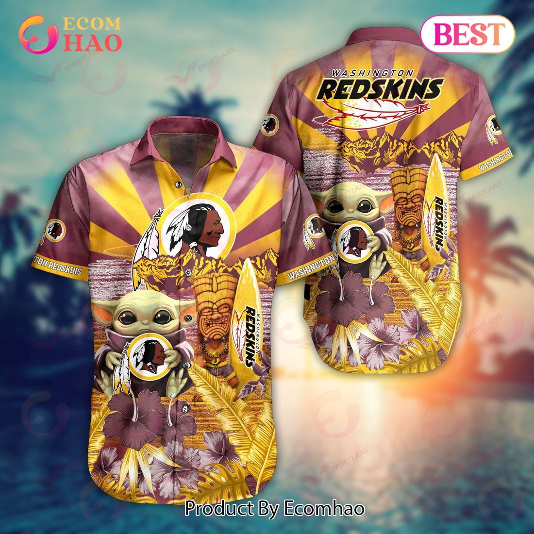 Washington Redskins NFL Baby Yoda Hawaiian