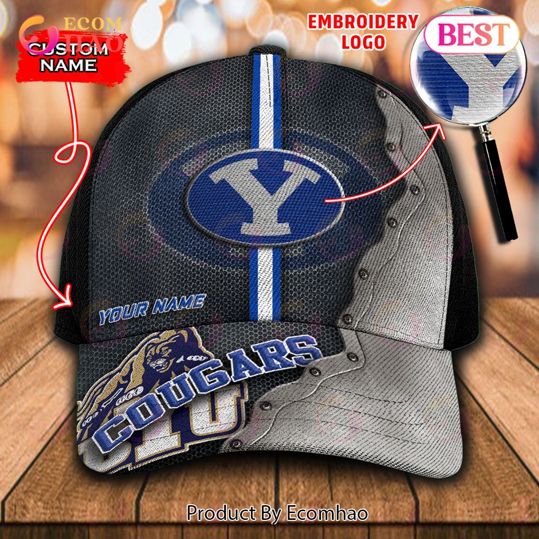 NCAA BYU Cougars Custom Name Embroidery Cap