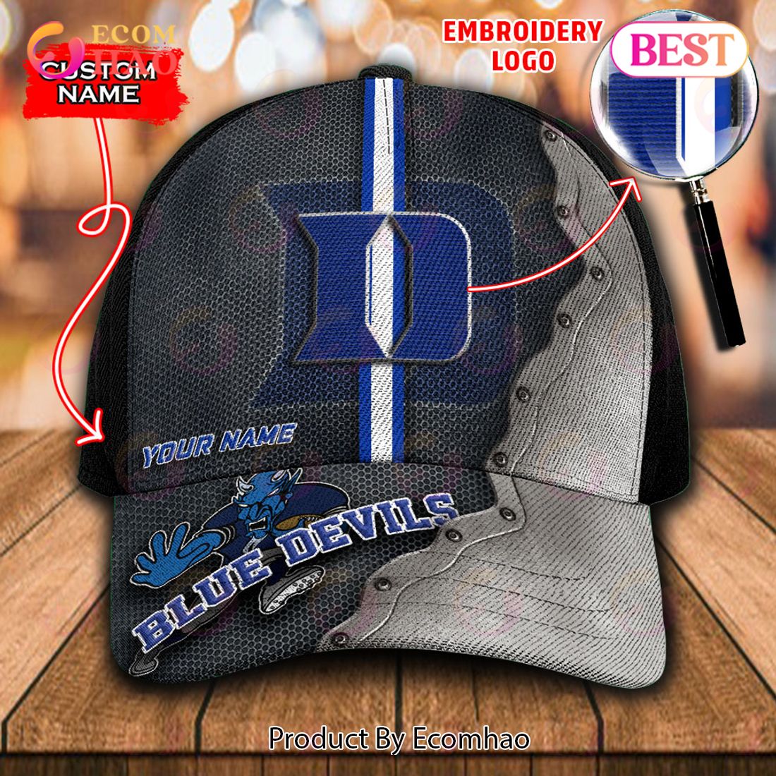 NCAA Duke Blue Devils Custom Name Embroidery Cap