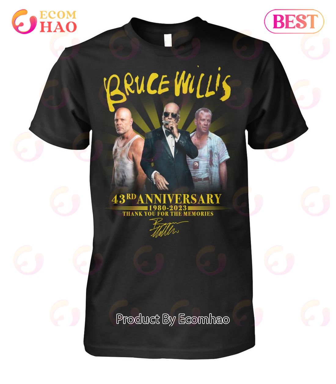 Bruce Willis 43rd Anniversary 1980 – 2023 Thank You For The Memories T-Shirt