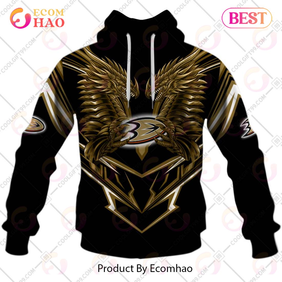 Personalized NHL Anaheim Ducks Special Dragon Design 3D Hoodie