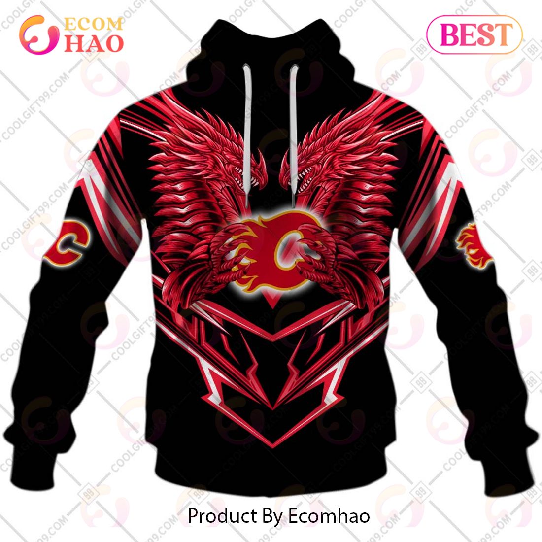 Personalized NHL Calgary Flames Special Dragon Design 3D Hoodie