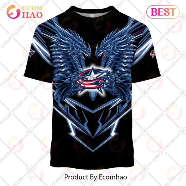 Personalized NHL Columbus Blue Jackets Special Dragon Design 3D Hoodie