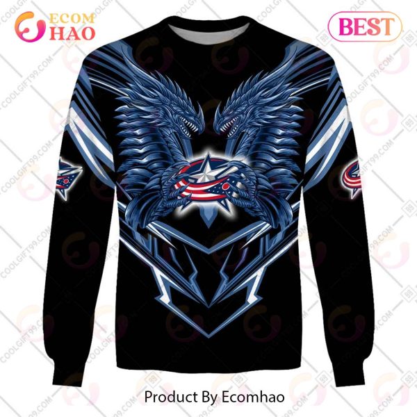 Personalized NHL Columbus Blue Jackets Special Dragon Design 3D Hoodie