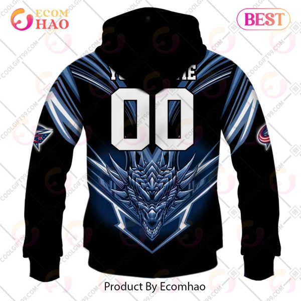 Personalized NHL Columbus Blue Jackets Special Dragon Design 3D Hoodie