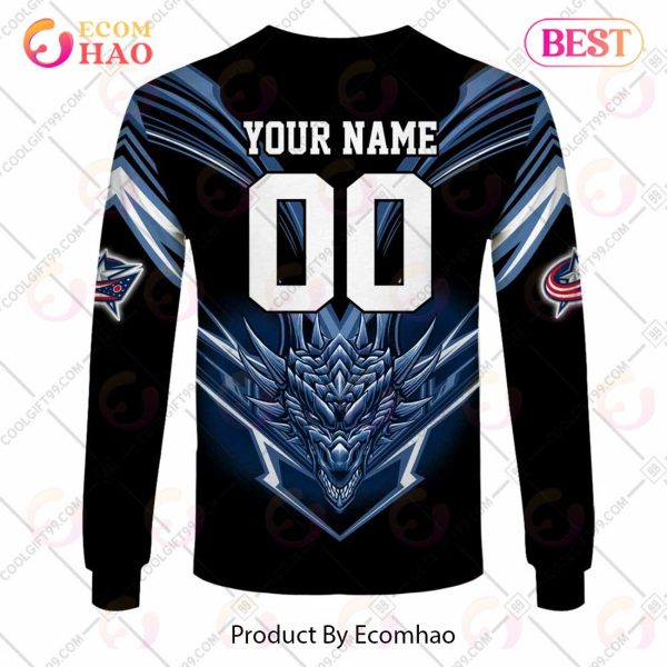 Personalized NHL Columbus Blue Jackets Special Dragon Design 3D Hoodie