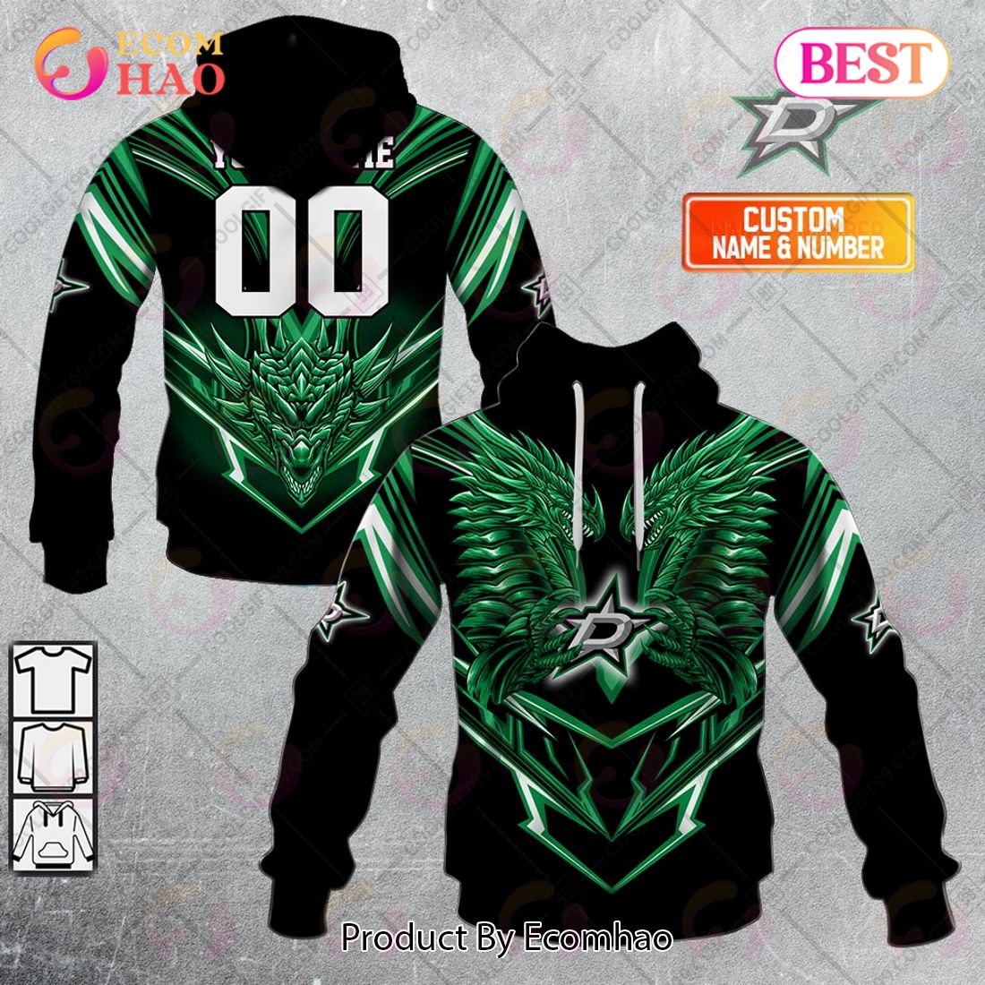 Personalized NHL Dallas Stars Special Dragon Design 3D Hoodie