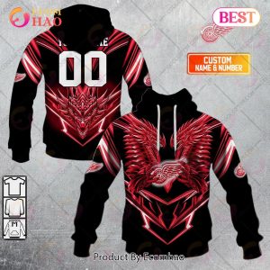 Personalized NHL Detroit Red Wings Special Dragon Design 3D Hoodie