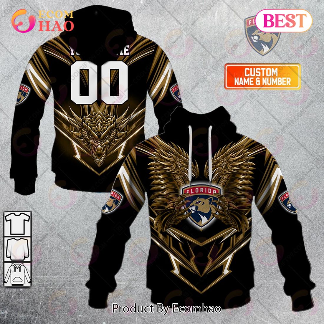 Personalized NHL Florida Panthers Special Dragon Design 3D Hoodie