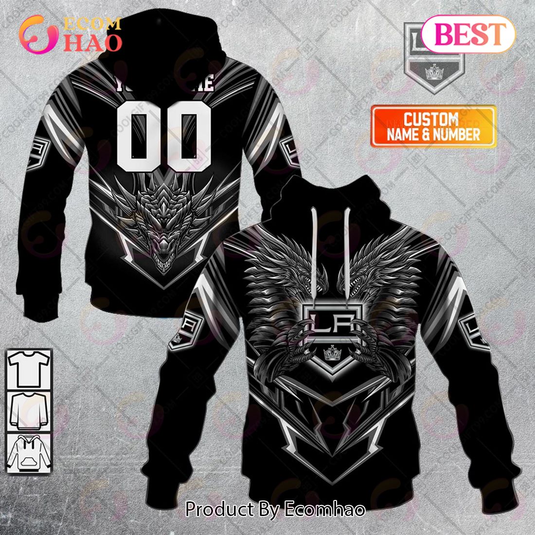 Personalized NHL Los Angeles Kings Special Dragon Design 3D Hoodie