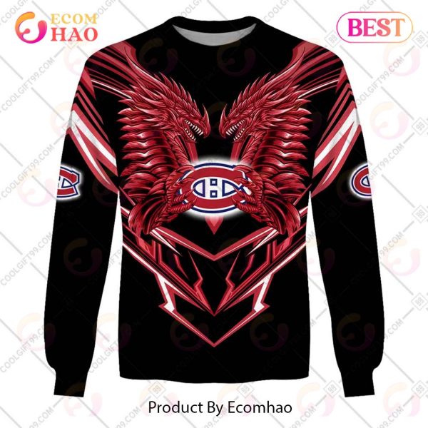 Personalized NHL Montreal Canadiens Special Dragon Design 3D Hoodie