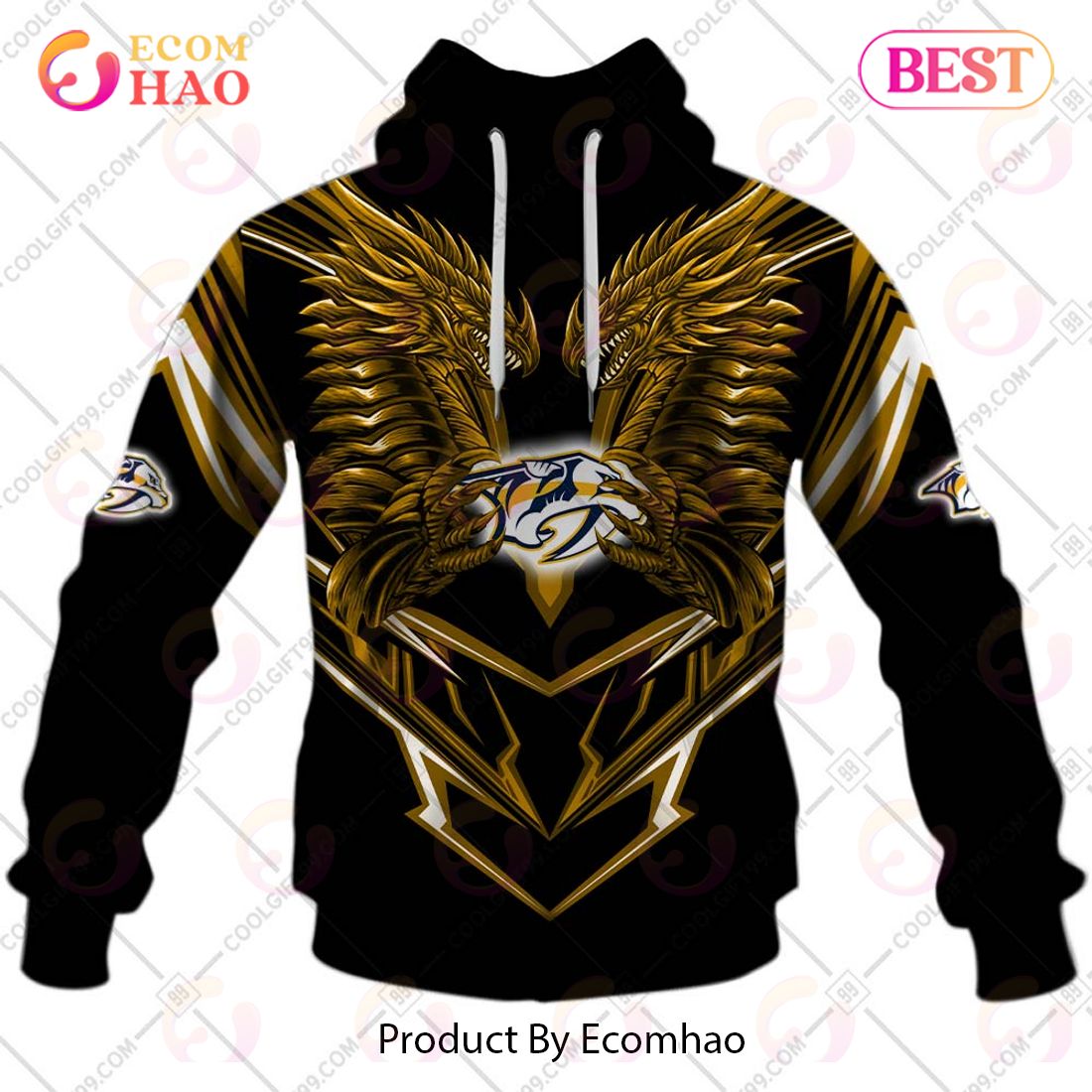 Personalized NHL Nashville Predators Special Dragon Design 3D Hoodie