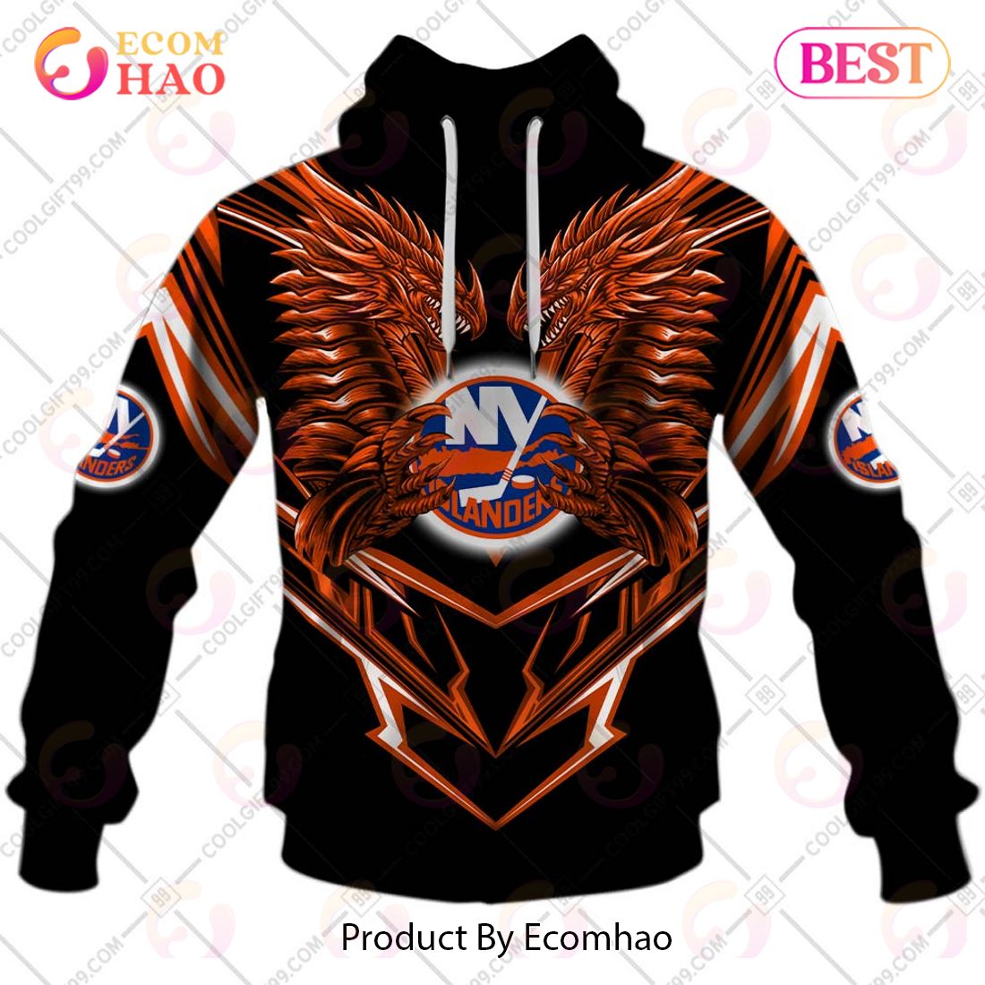 Personalized NHL New York Islanders Special Dragon Design 3D Hoodie