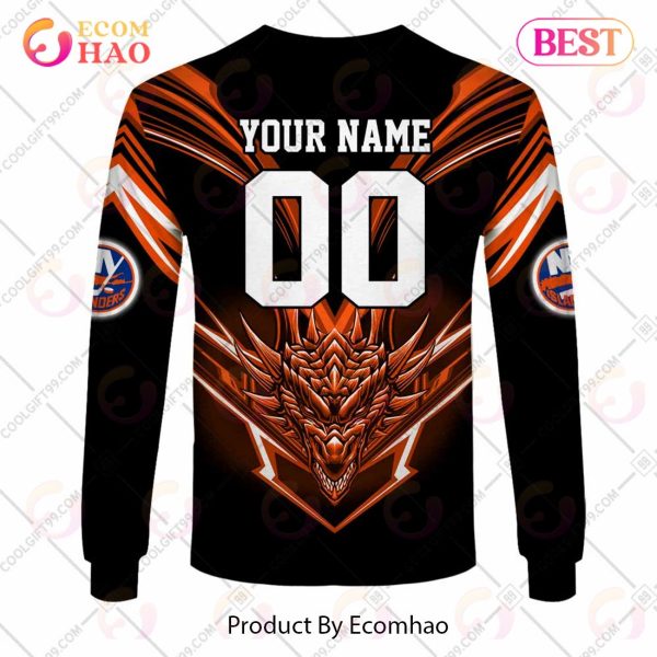 Personalized NHL New York Islanders Special Dragon Design 3D Hoodie