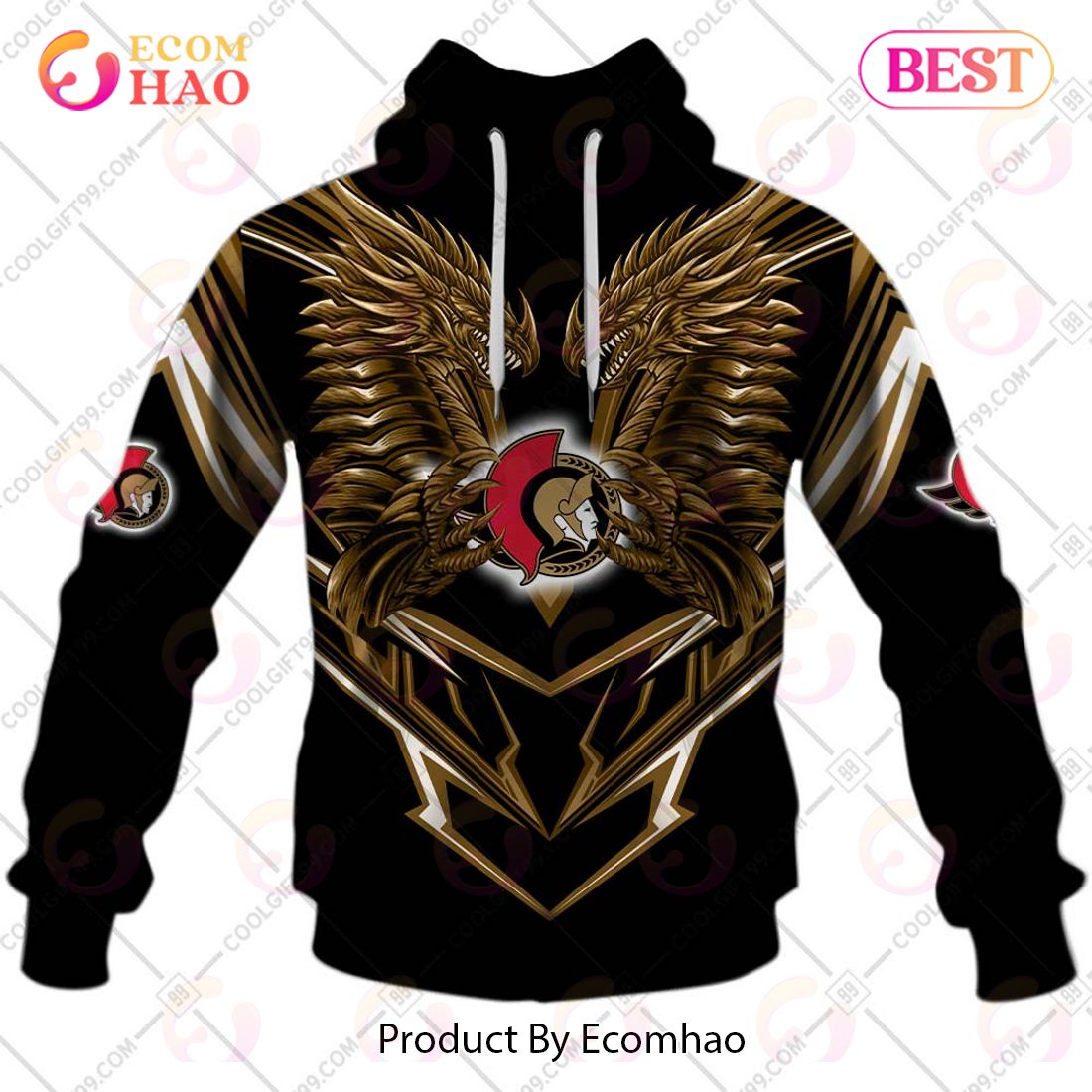 Personalized NHL Ottawa Senators Special Dragon Design 3D Hoodie