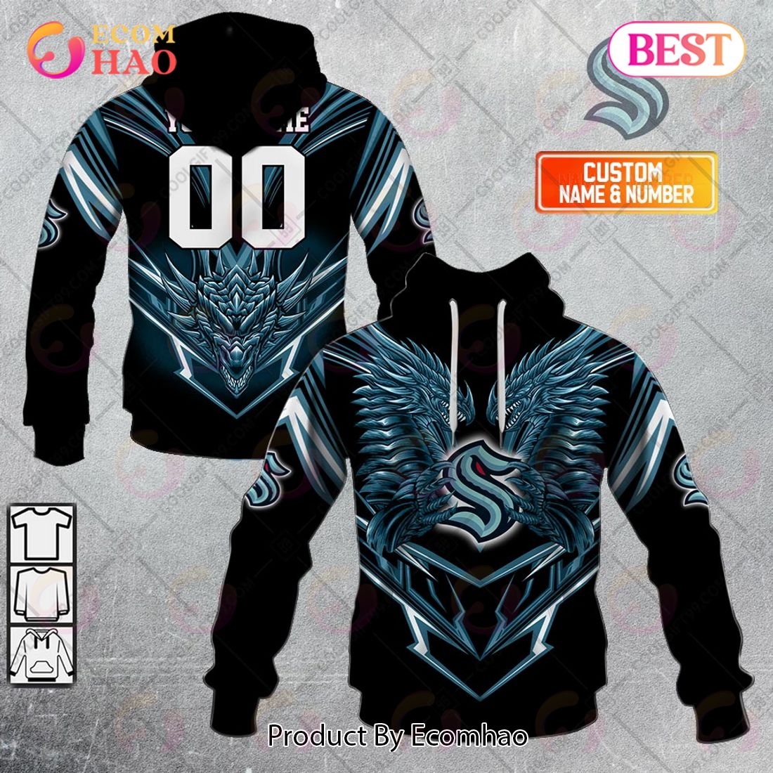 Personalized NHL Seattle Kraken Special Dragon Design 3D Hoodie