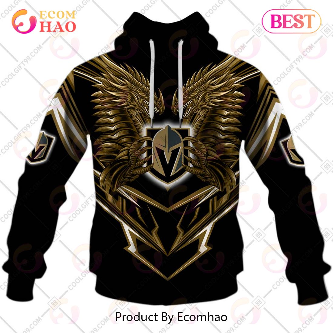 Personalized NHL Vegas Golden Knights Special Dragon Design 3D Hoodie