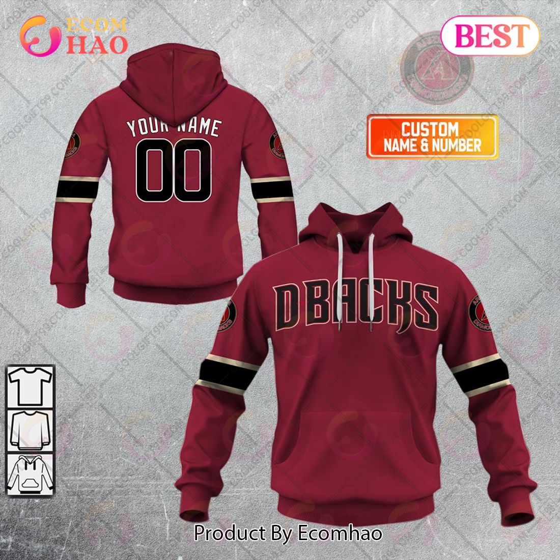 Personalized MLB Arizona Diamondbacks ALT Jersey Style 3D Hoodie