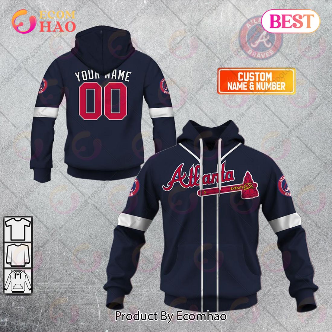 Personalized MLB Atlanta Braves ALT Jersey Style 3D Hoodie