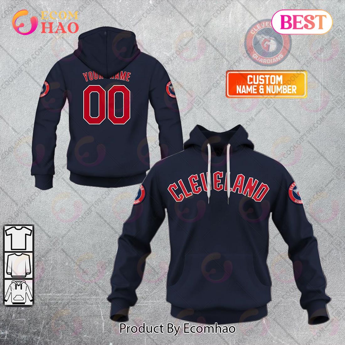 MLB Cleveland Guardians Mix Jersey Custom Personalized Hoodie