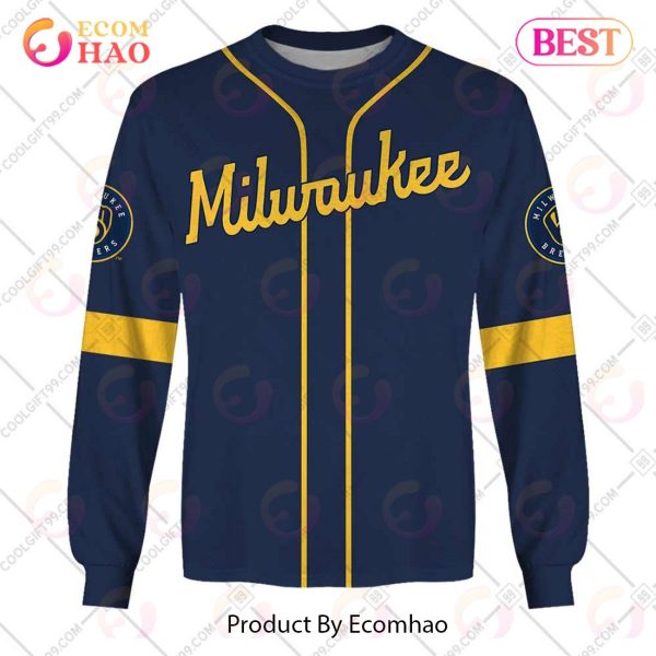 Personalized MLB Milwaukee Brewers ALT Jersey Style 3D Hoodie