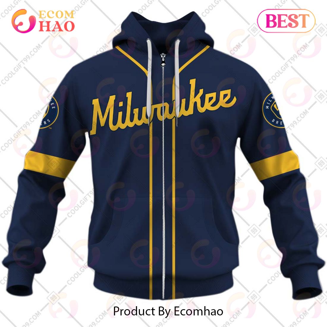 Milwaukee Brewers MLB Custom Number And Name 3D Hoodie For Men And