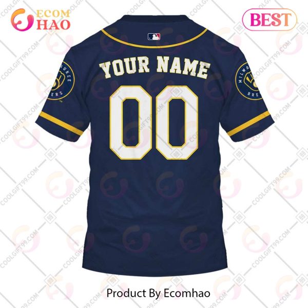 Personalized MLB Milwaukee Brewers ALT Jersey Style 3D Hoodie