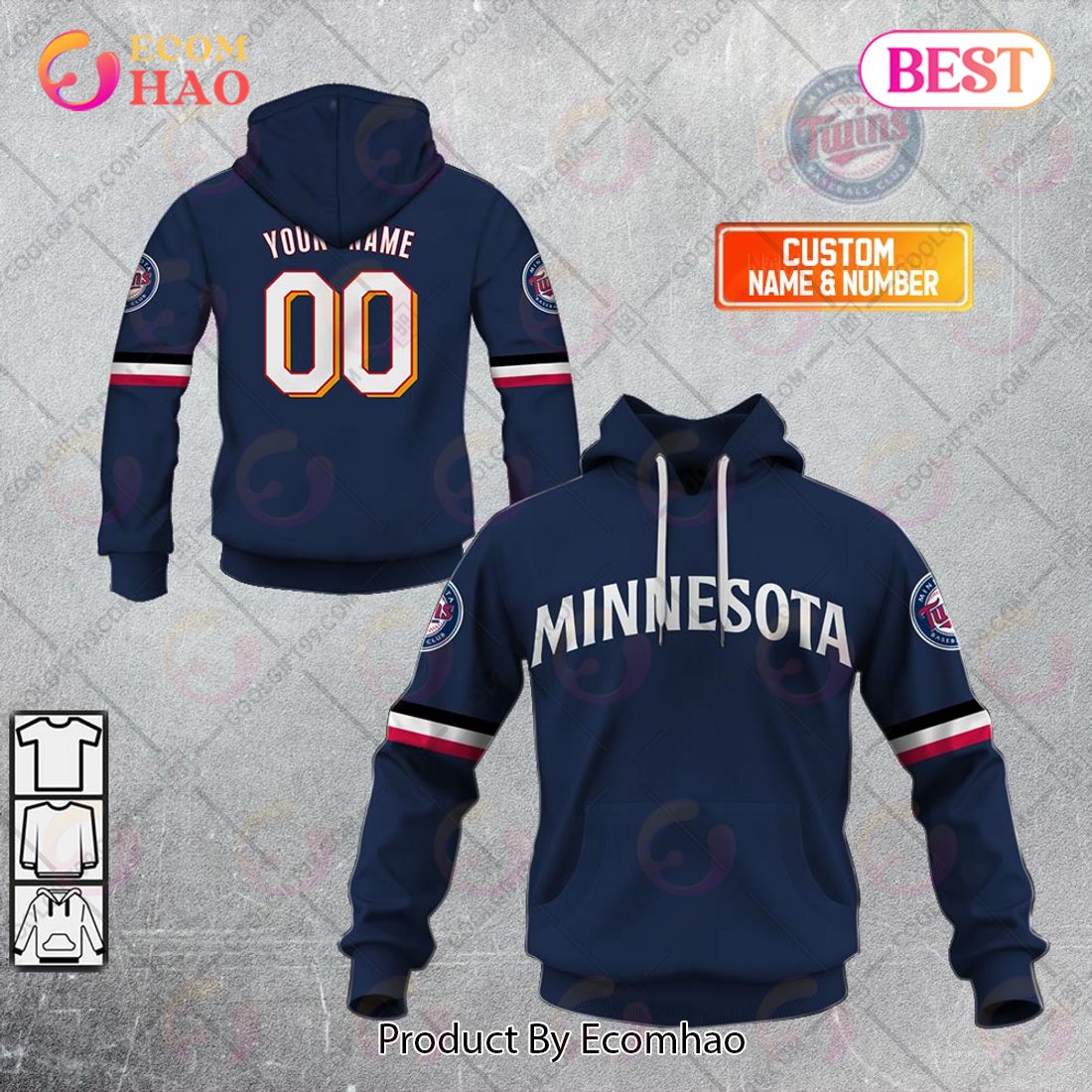 Personalized MLB Minnesota Twins ALT Jersey Style 3D Hoodie