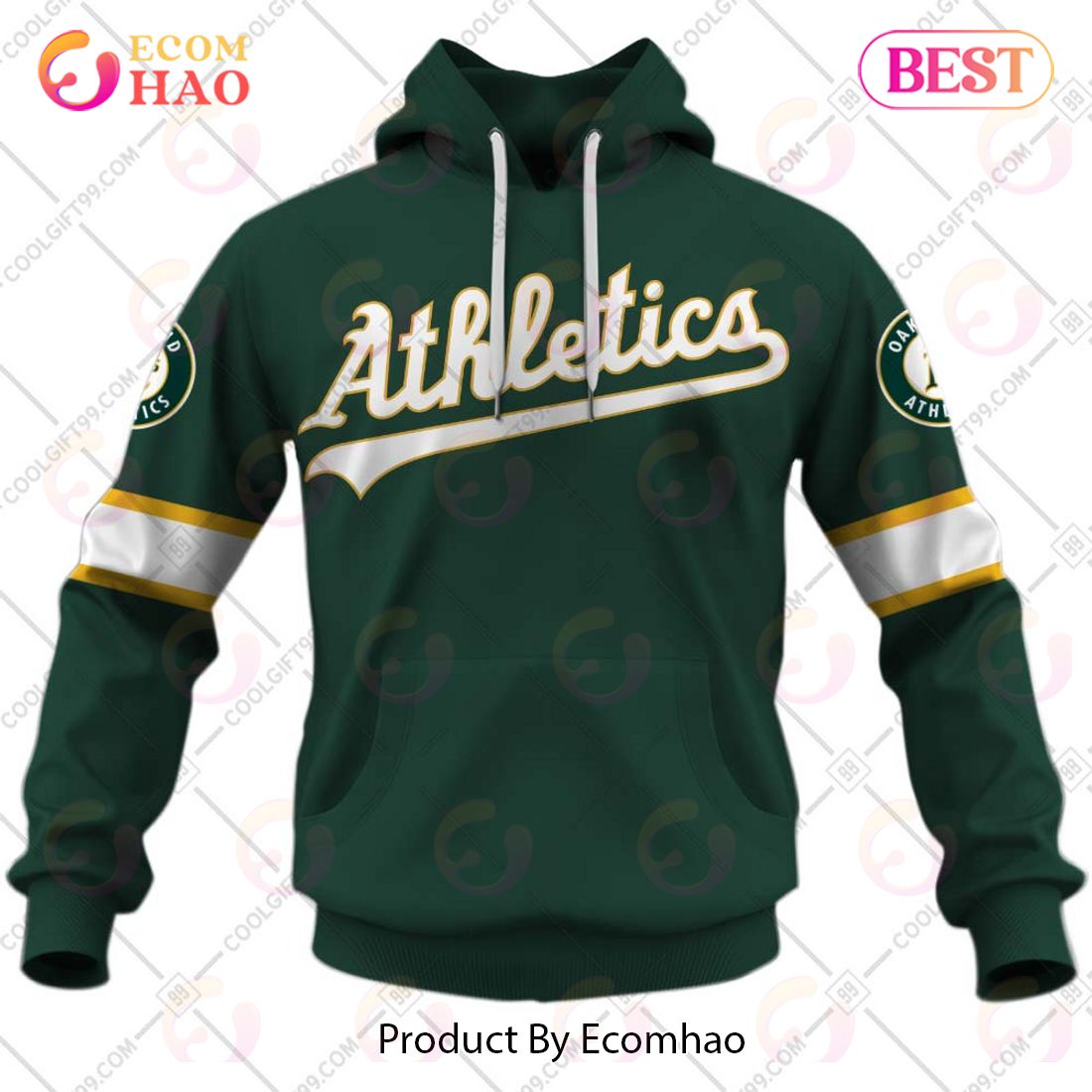 Oakland Athletics Custom Number And Name AOP MLB Hoodie Long