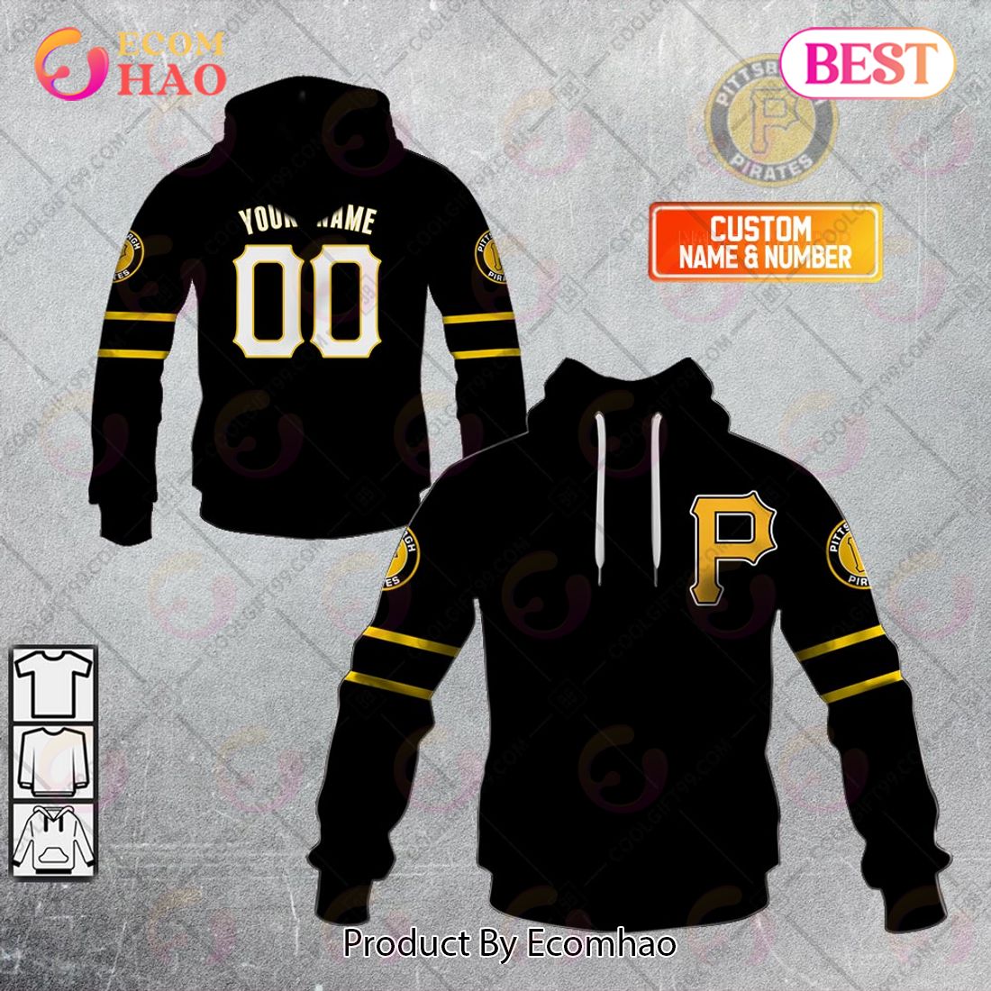 Personalized MLB Pittsburgh Pirates ALT Jersey Style 3D Hoodie