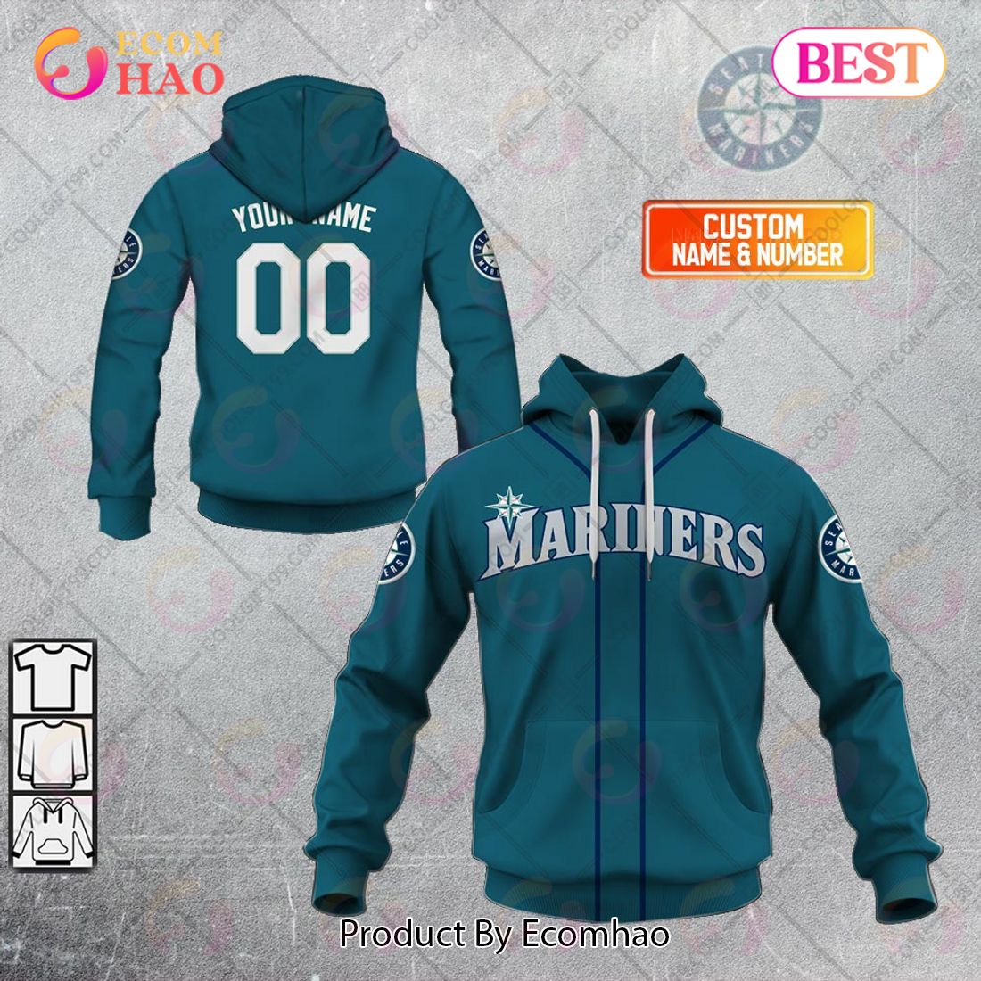 Seattle Mariners MLB Personalized Hunting Camouflage Hoodie T