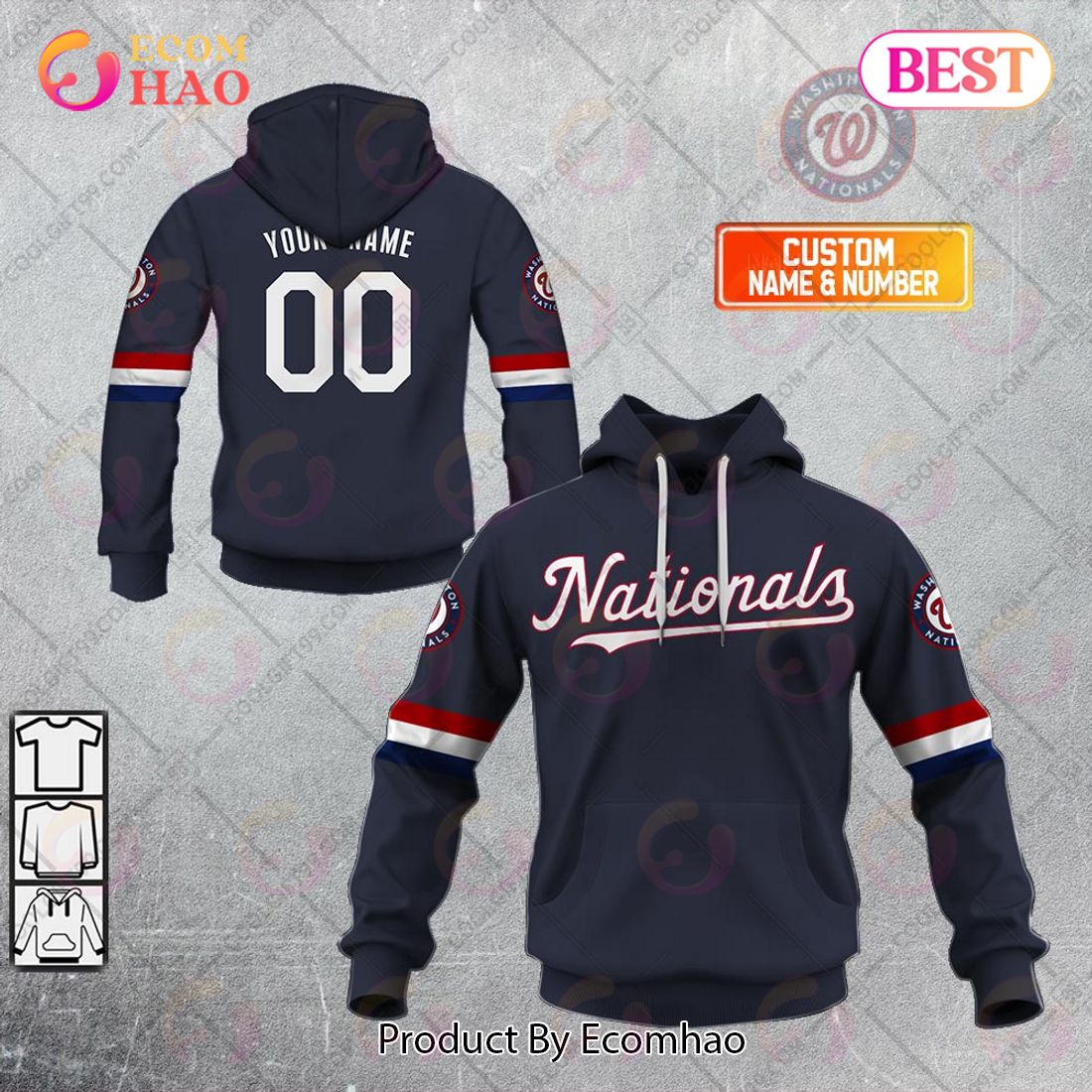 Personalized MLB Washington Nationals ALT Jersey Style 3D Hoodie