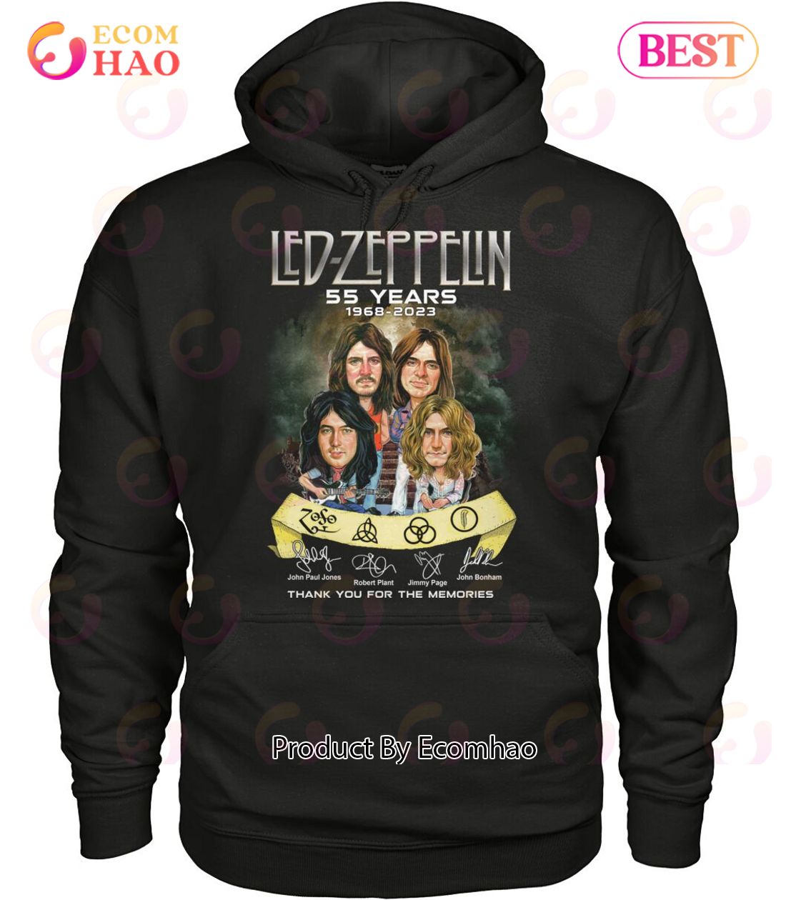 Led Zeppelin 55 Years 1968 -2023 Signature Thank You For The Memories T-Shirt