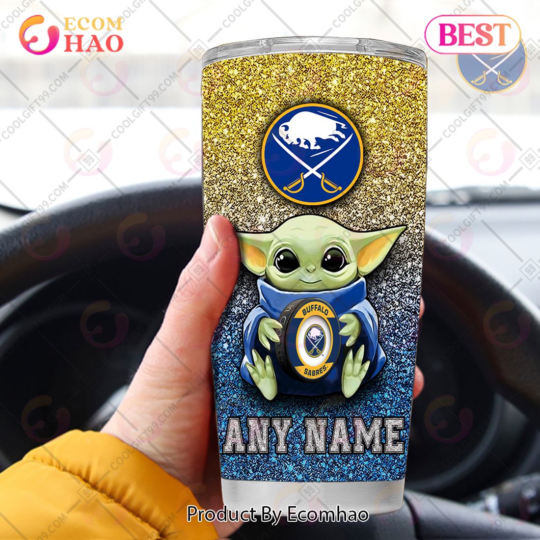 Personalized NHL Buffalo Sabres Baby Yoda Tumbler