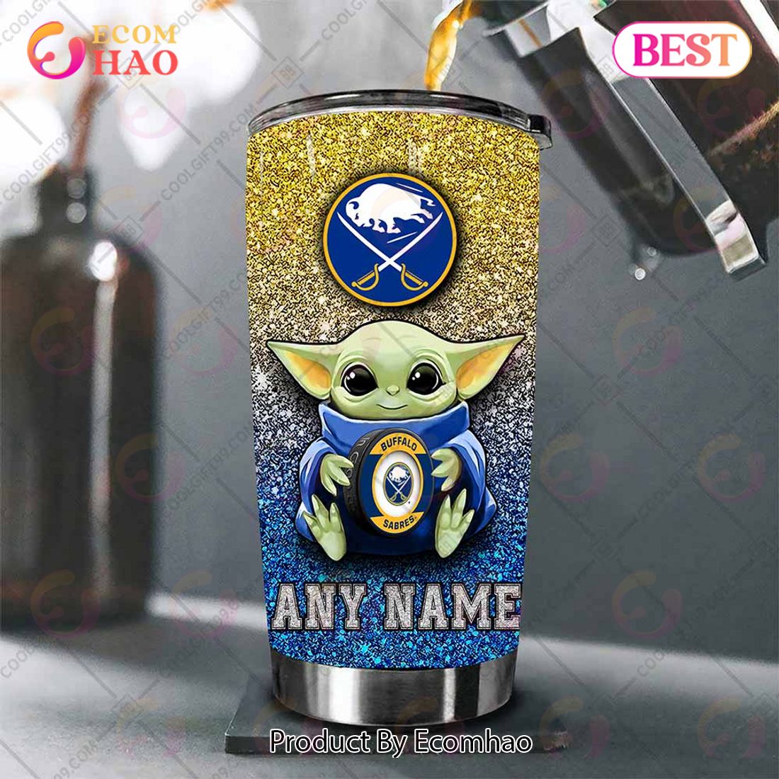 Personalized NHL Buffalo Sabres Baby Yoda Tumbler