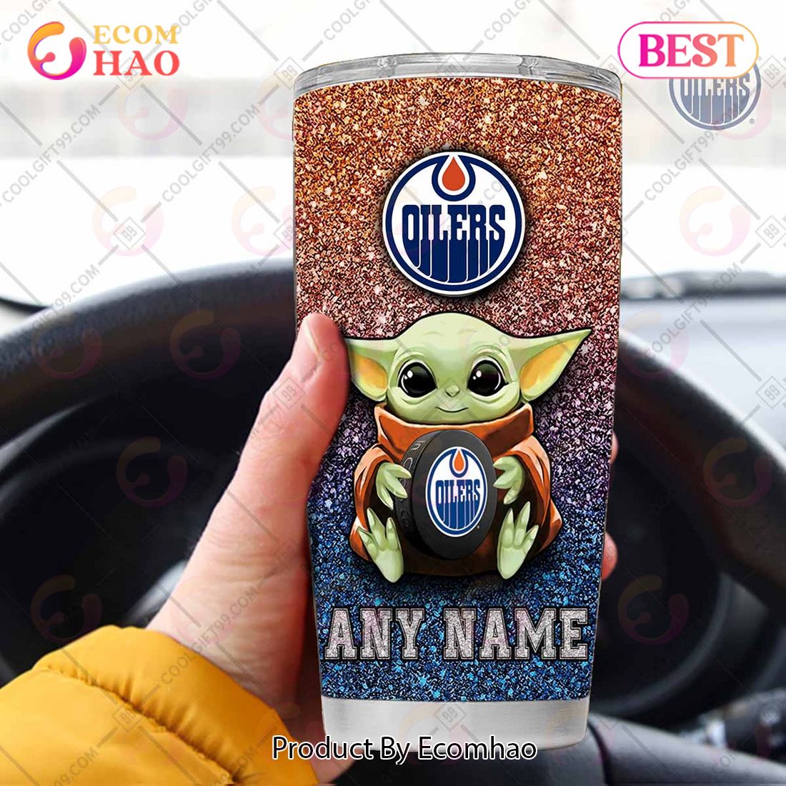 Personalized NHL Edmonton Oilers Baby Yoda Tumbler